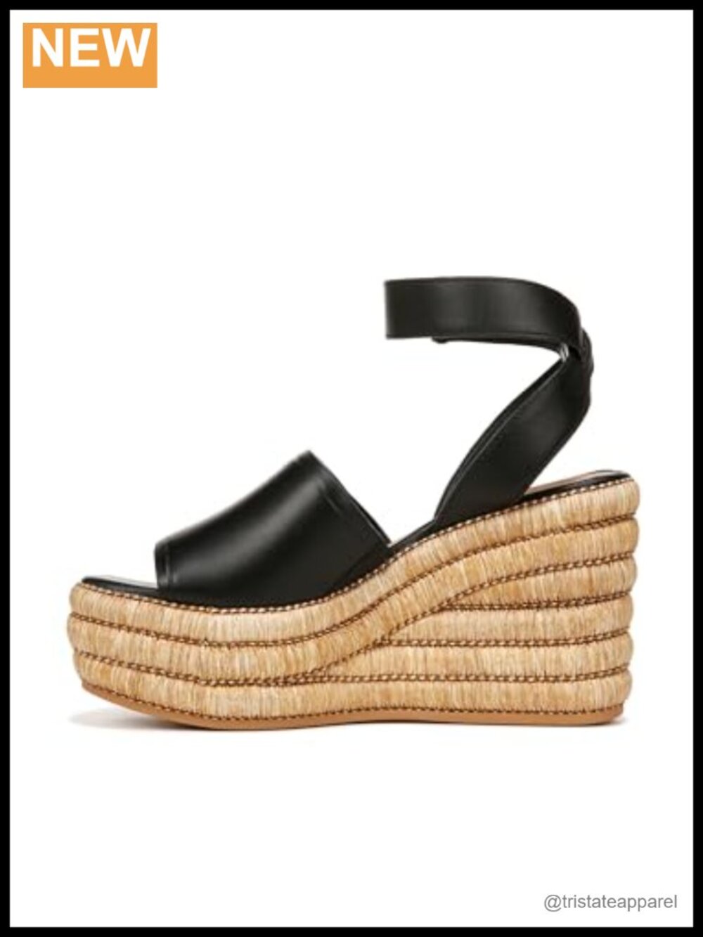 Women's leather wedge sandals ankle strap 4 inch heel